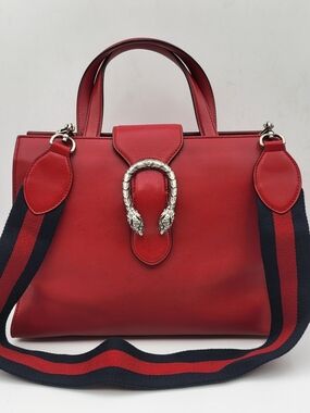 Gucci Hibiscus Red Leather Dionysus Top-Handle Shoulder Bag, Authentic..